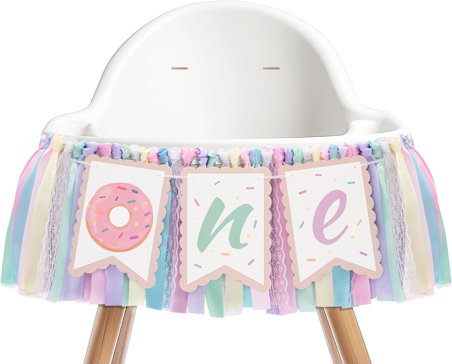 Kriyokiaa Donut Highchair Banner 1st Birthday Girl Sweet One Birthday Party Decorations Rainbow High Chair Banner Photo Background